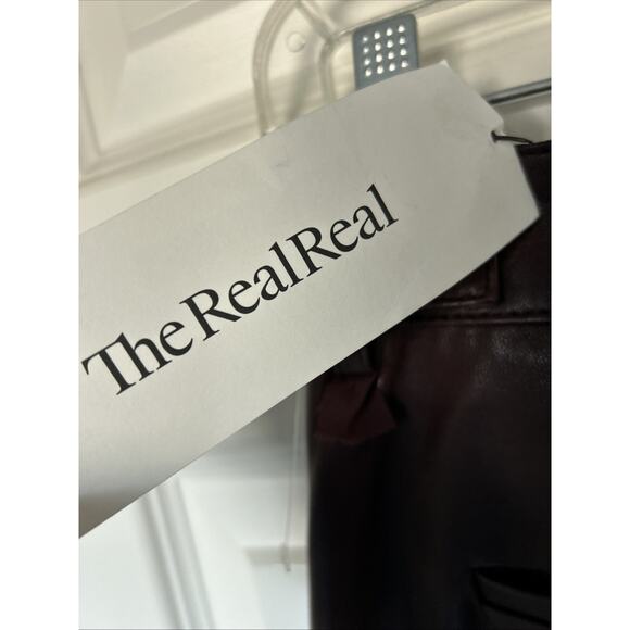 VINCE Burgundy Lamb Leather pant front seam sz 0 See measurements 29 X26 lined - Picture 10 of 16